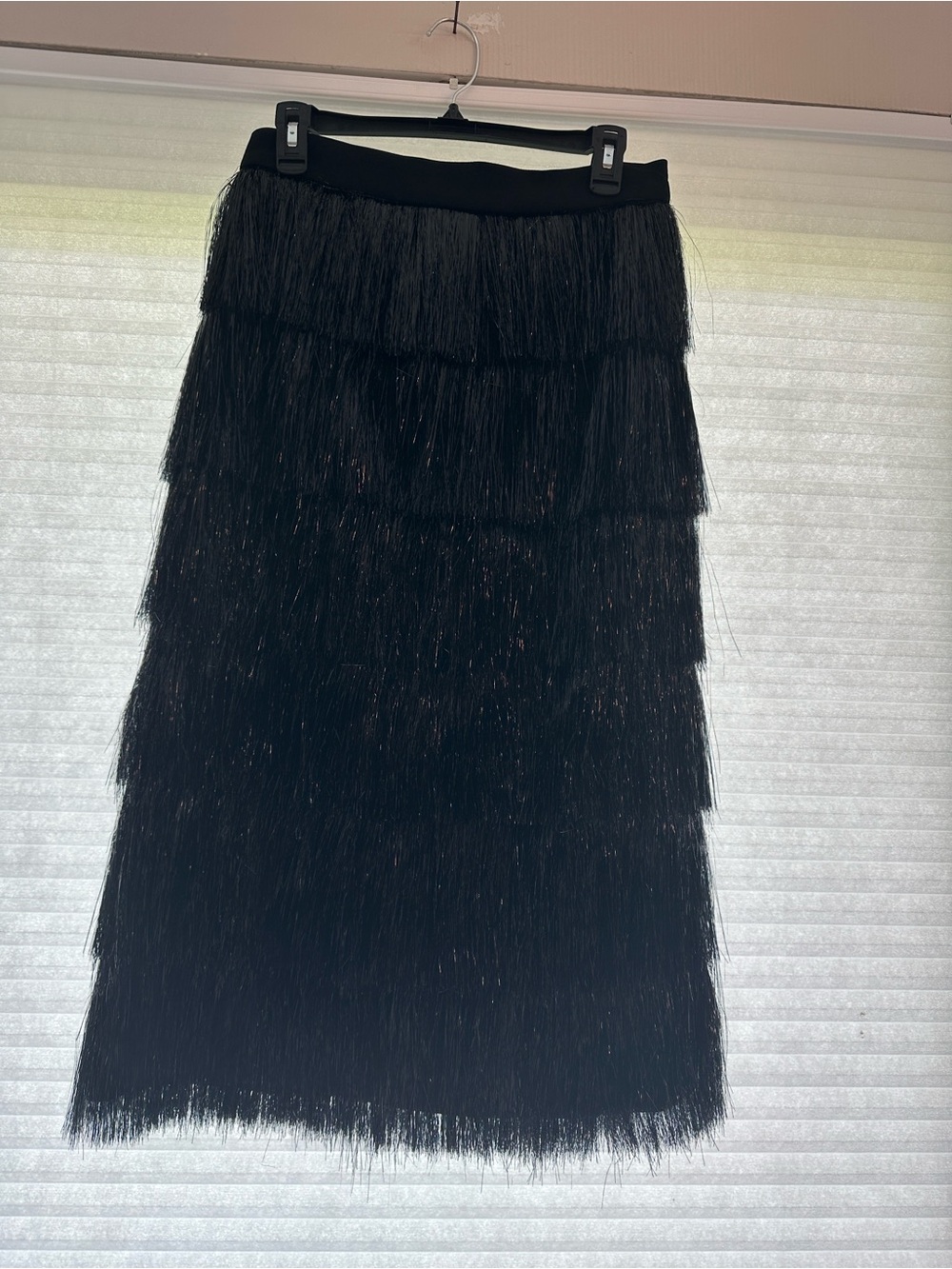 Antonio Melani Black Tiered Fringe Midi Skirt - Women - Picture 4 of 6